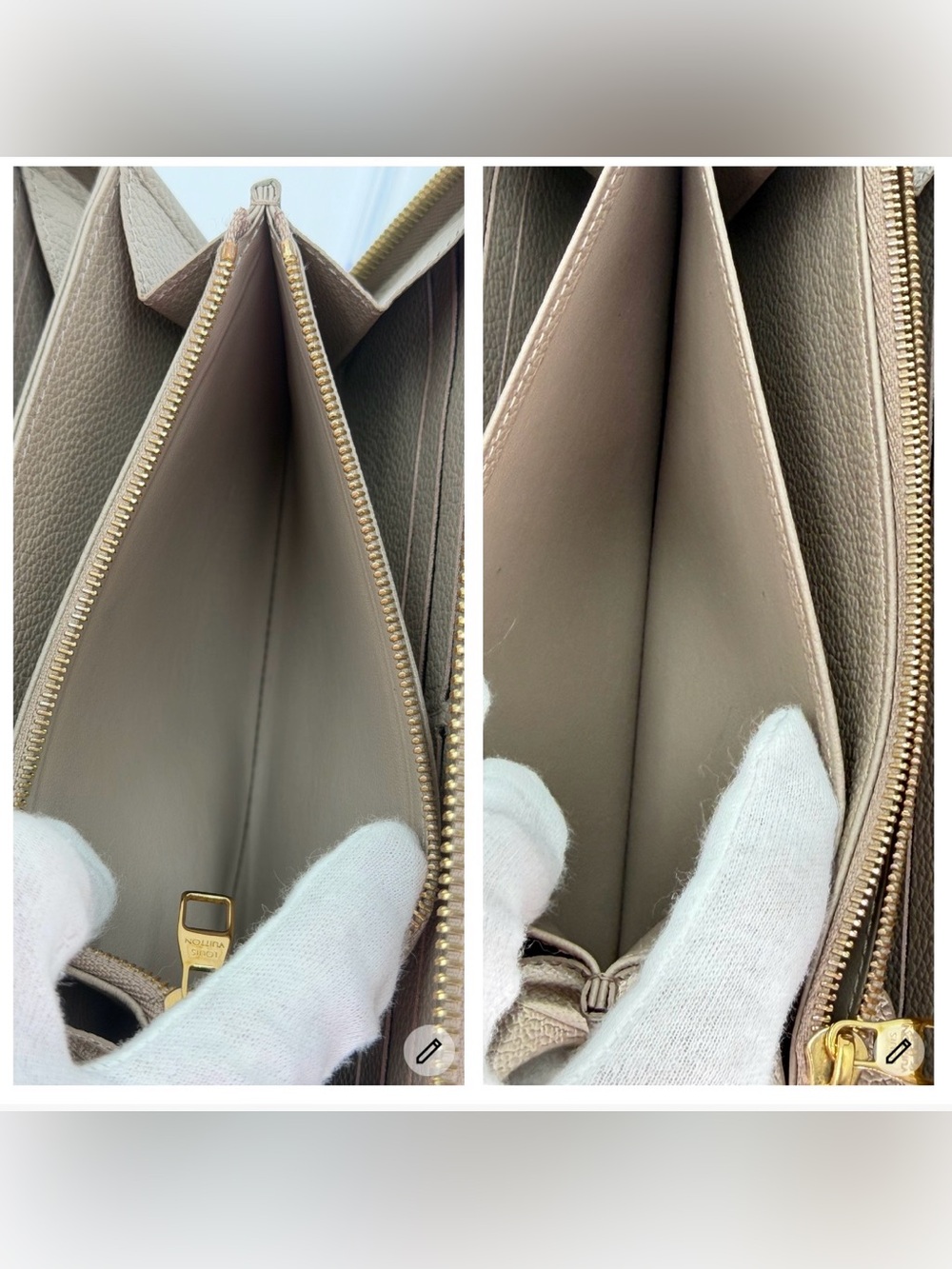 Louis Vuitton Bi Color Empriente Taupe/Cream Monogram Zippy Wallet w/Entrupy COA - Picture 10 of 14